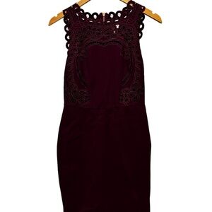 Ted Baker London | Women's Burgundy Lace Detail Cocktail Dress